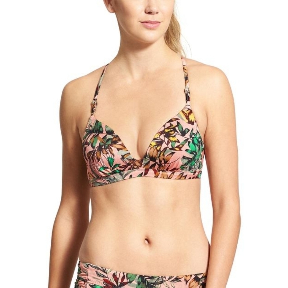 ATHLETA Aqualuxe Tropical Print Bikini Top S